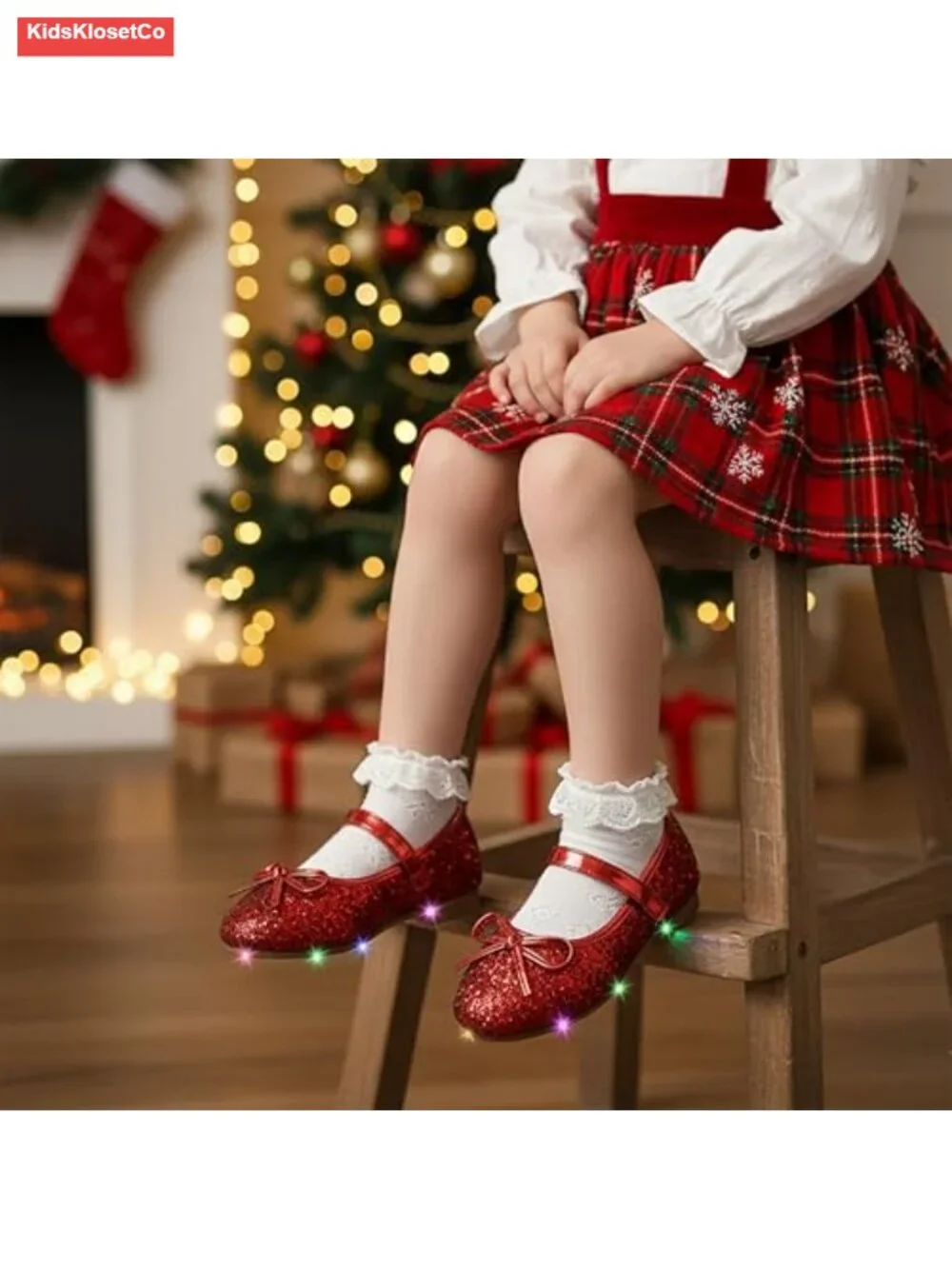 Toddler Girls Light Up Ballet Flats - Dressy Bow Mary Jane Shoes
